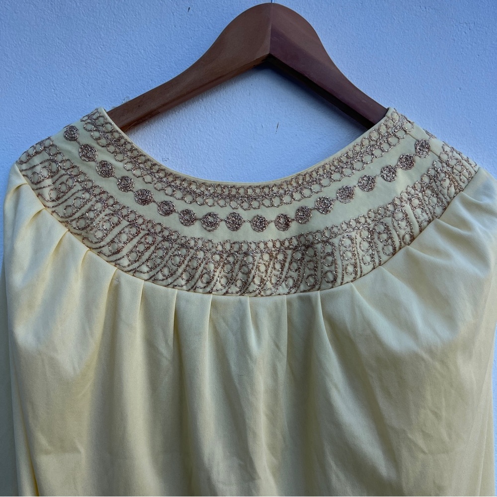 VTG Cocoon Cape Canary Yellow Gown - Picture 5 of 14